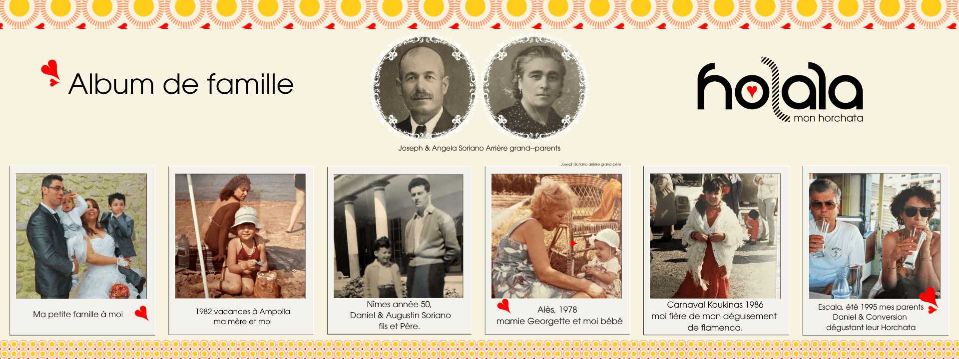 Album de famille Holala – Les origines espagnoles et françaises de la marque Album de famille Holala – les racines espagnoles de Carine, fondatrice de la marque d'horchata de chufa, de Villajoyosa à la France