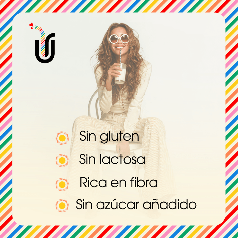 image sans gluten page accueil espagnole Femme élégante savourant une horchata de chufa Holala – sans gluten, sans lactose, riche en fibres, sans sucre ajouté