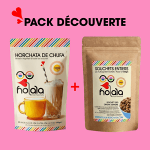 Pack Découverte Holala : sachet d'horchata de chufa en poudre et sachet de souchets entiers